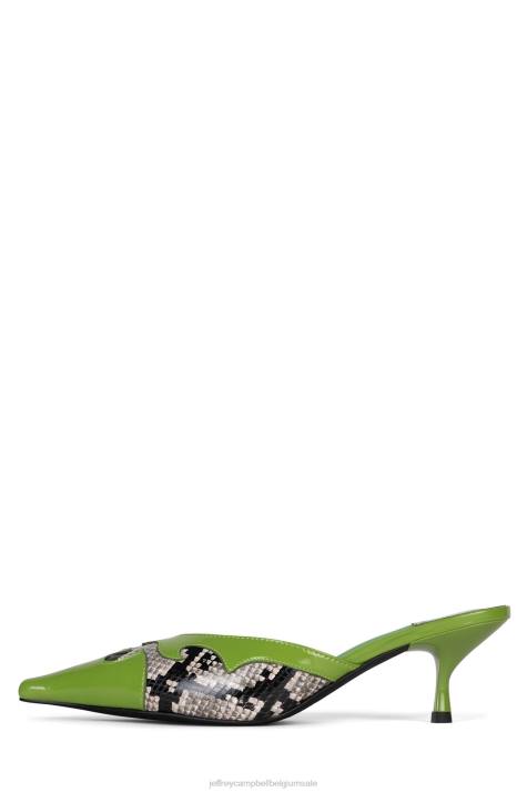 vrouwen Jeffrey Campbell dilettant groene pat grijze zwarte slang V2LZ1670 muilezel met hakken