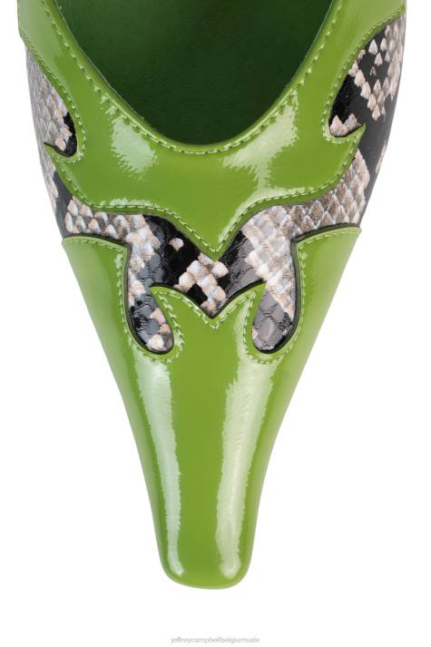 vrouwen Jeffrey Campbell dilettant groene pat grijze zwarte slang V2LZ1670 muilezel met hakken