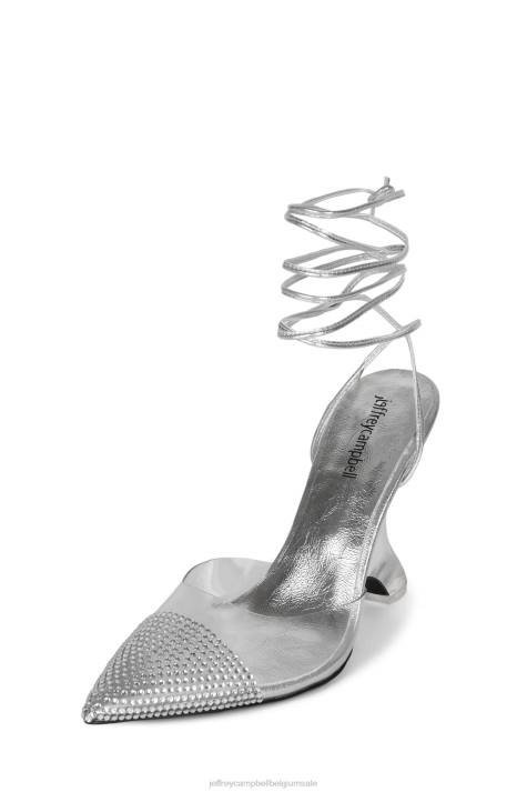 vrouwen Jeffrey Campbell groot ego zilver helder V2LZ1656 muilezel met hakken