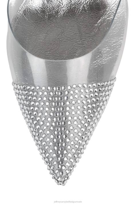 vrouwen Jeffrey Campbell groot ego zilver helder V2LZ1656 muilezel met hakken