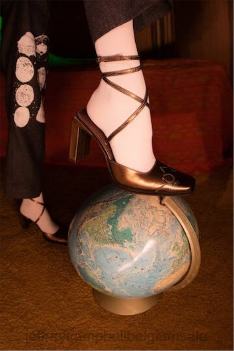 vrouwen Jeffrey Campbell line dance bronzen hagedis brons V2LZ1712 muilezel met hakken