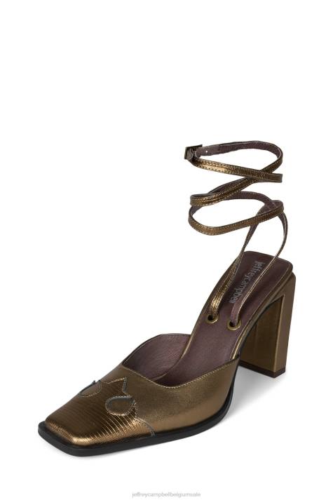 vrouwen Jeffrey Campbell line dance bronzen hagedis brons V2LZ1712 muilezel met hakken