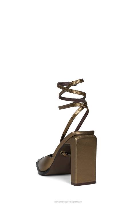 vrouwen Jeffrey Campbell line dance bronzen hagedis brons V2LZ1712 muilezel met hakken
