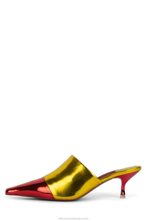 vrouwen Jeffrey Campbell oculair rood metallisch goud V2LZ1714 muilezel met hakken