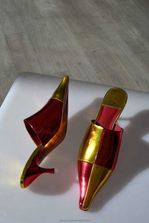 vrouwen Jeffrey Campbell oculair rood metallisch goud V2LZ1714 muilezel met hakken