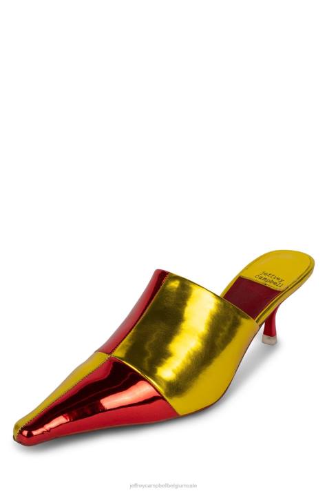 vrouwen Jeffrey Campbell oculair rood metallisch goud V2LZ1714 muilezel met hakken