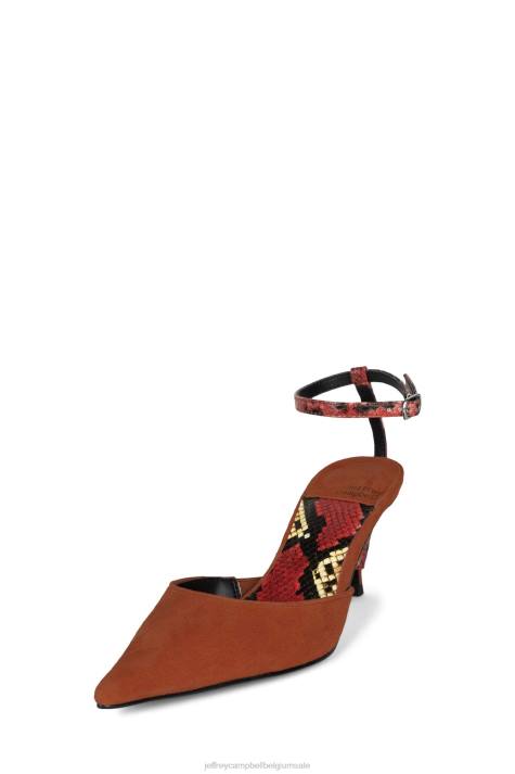 vrouwen Jeffrey Campbell operatief roest suède rode slang V2LZ1698 muilezel met hakken