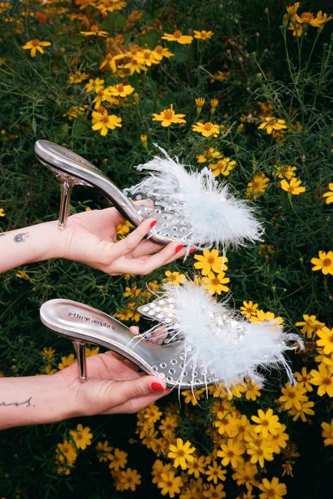 vrouwen Jeffrey Campbell pixie-f blauw helder vinyl V2LZ1667 muilezel met hakken