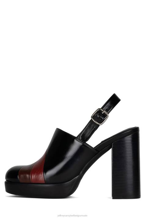 vrouwen Jeffrey Campbell roxanna zwartbruine combi V2LZ1706 muilezel met hakken