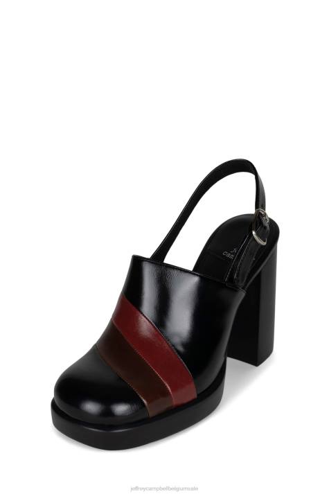 vrouwen Jeffrey Campbell roxanna zwartbruine combi V2LZ1706 muilezel met hakken