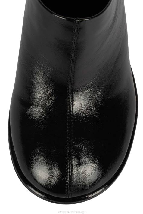 vrouwen Jeffrey Campbell schuine standen zwart gekreukt patent V2LZ1722 muilezel met hakken