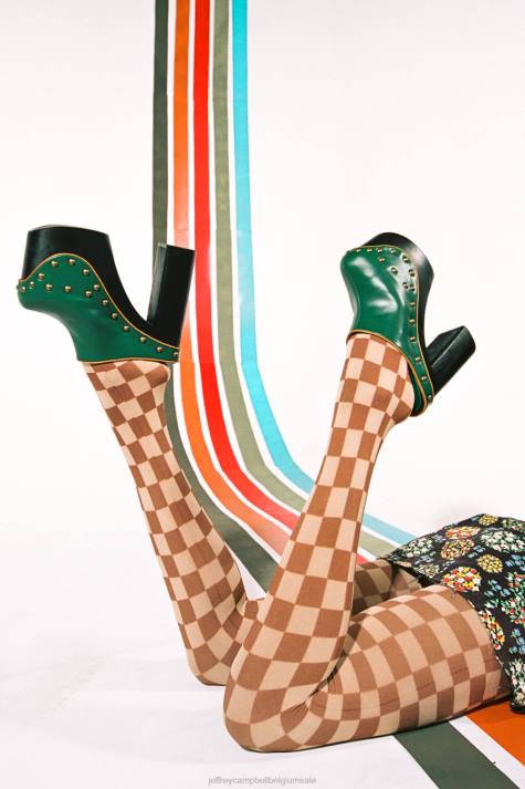 vrouwen Jeffrey Campbell slechte reputatie groen Geel V2LZ1694 muilezel met hakken