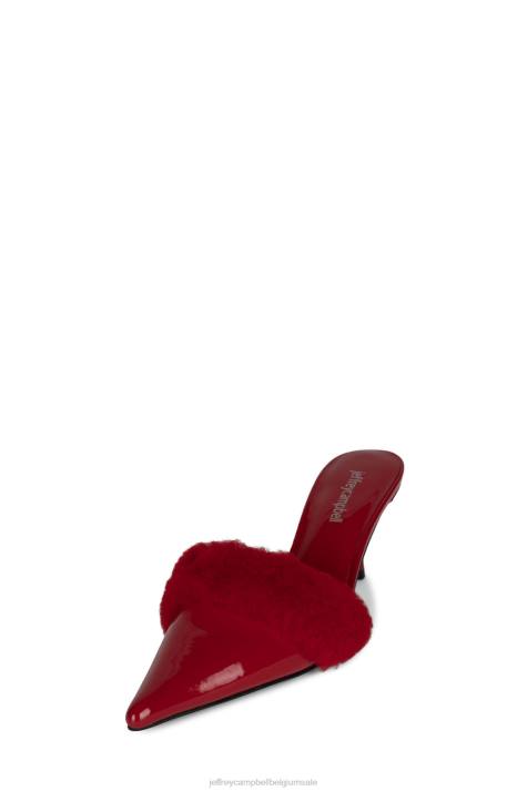 vrouwen Jeffrey Campbell smaakvol rode patentcombinatie V2LZ1704 muilezel met hakken