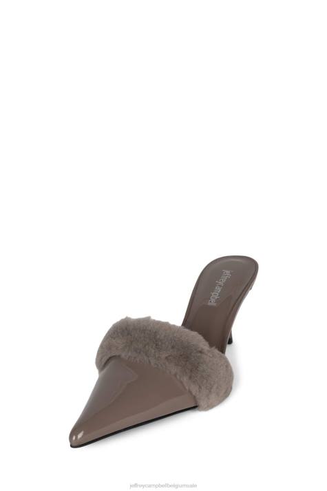 vrouwen Jeffrey Campbell smaakvol taupe lakcombinatie V2LZ1702 muilezel met hakken