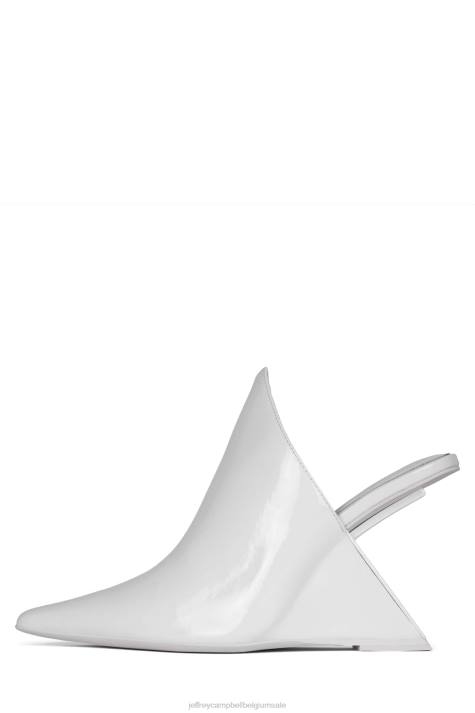 vrouwen Jeffrey Campbell stijlvol wit gekreukt patent V2LZ1681 muilezel met hakken