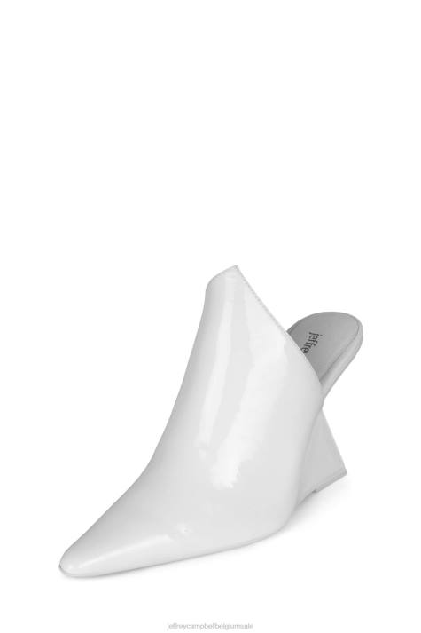 vrouwen Jeffrey Campbell stijlvol wit gekreukt patent V2LZ1681 muilezel met hakken