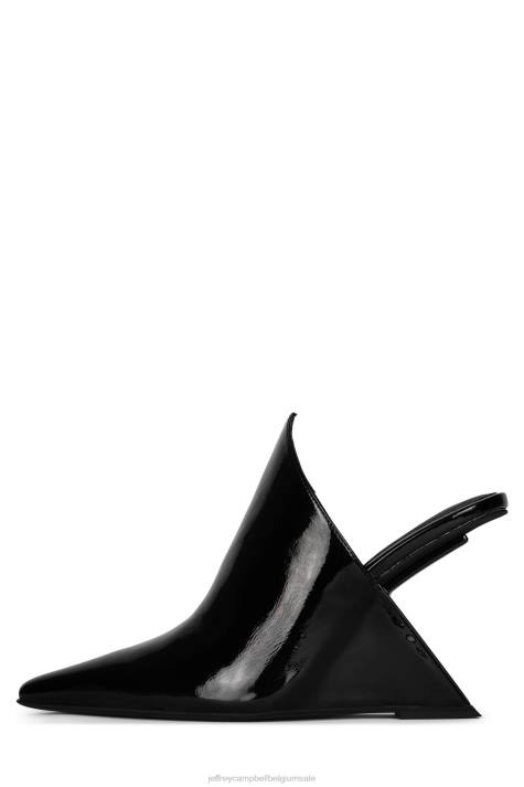 vrouwen Jeffrey Campbell stijlvol zwart gekreukt patent V2LZ1682 muilezel met hakken