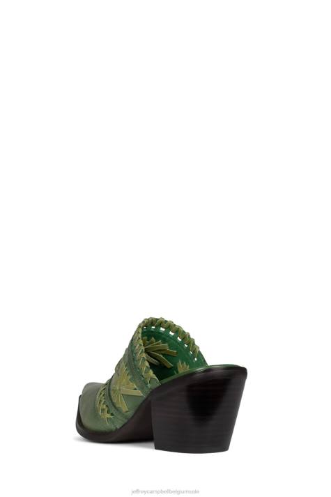 vrouwen Jeffrey Campbell weeft groene combi V2LZ1726 muilezel met hakken