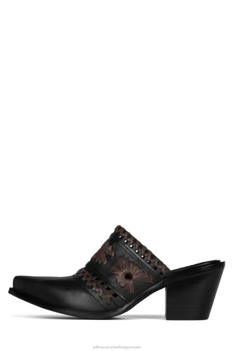 vrouwen Jeffrey Campbell weeft zwart bruin V2LZ1729 muilezel met hakken