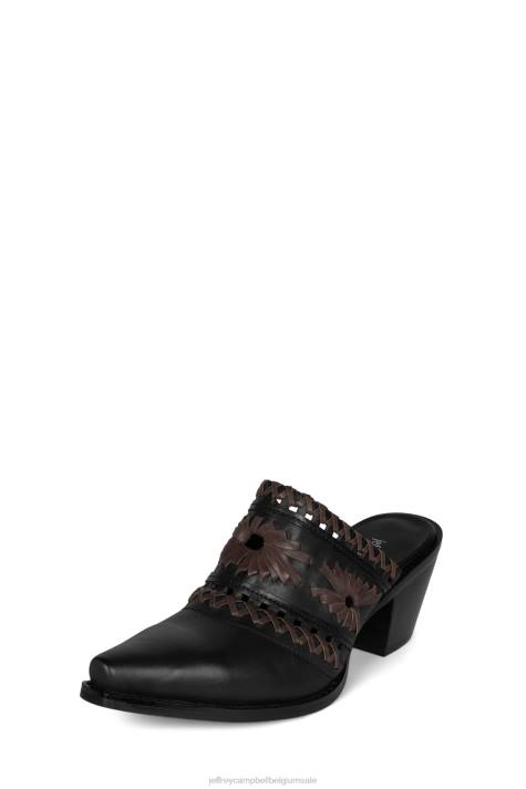 vrouwen Jeffrey Campbell weeft zwart bruin V2LZ1729 muilezel met hakken