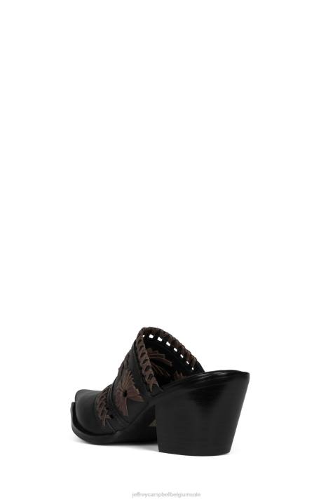 vrouwen Jeffrey Campbell weeft zwart bruin V2LZ1729 muilezel met hakken