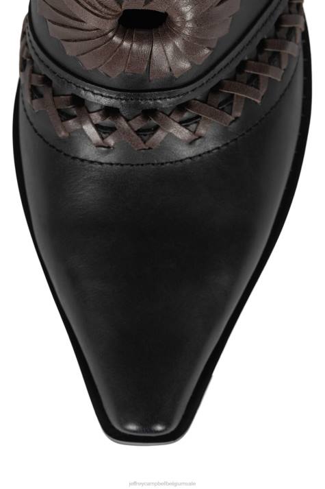 vrouwen Jeffrey Campbell weeft zwart bruin V2LZ1729 muilezel met hakken
