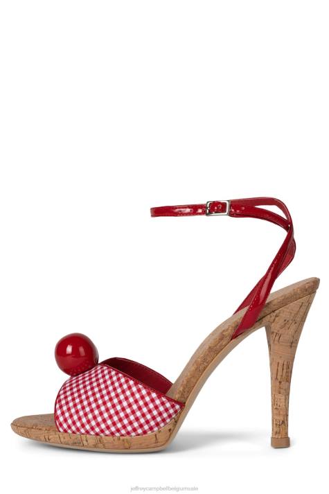 vrouwen Jeffrey Campbell POM Pom rode plaid V2LZ1446 sandaal met hak