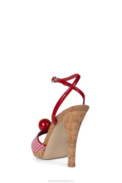 vrouwen Jeffrey Campbell POM Pom rode plaid V2LZ1446 sandaal met hak