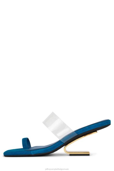 vrouwen Jeffrey Campbell berekenen blauw suède goud V2LZ1464 sandaal met hak