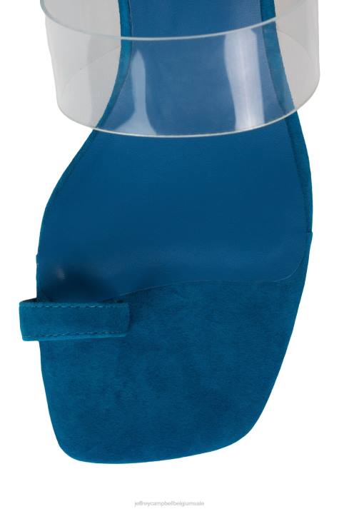 vrouwen Jeffrey Campbell berekenen blauw suède goud V2LZ1464 sandaal met hak