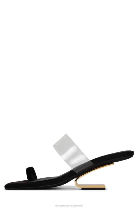 vrouwen Jeffrey Campbell berekenen zwart suède duidelijk V2LZ1466 sandaal met hak