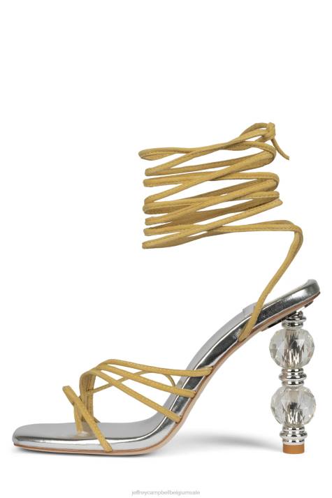 vrouwen Jeffrey Campbell bijouxx-2 geel suède zilver V2LZ1616 sandaal met hak