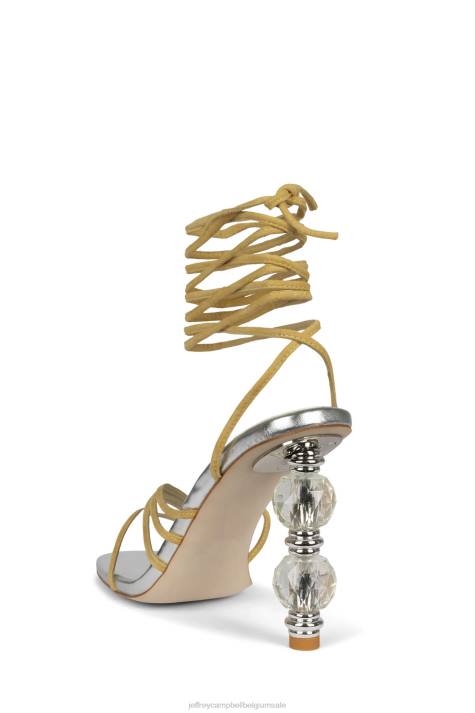 vrouwen Jeffrey Campbell bijouxx-2 geel suède zilver V2LZ1616 sandaal met hak