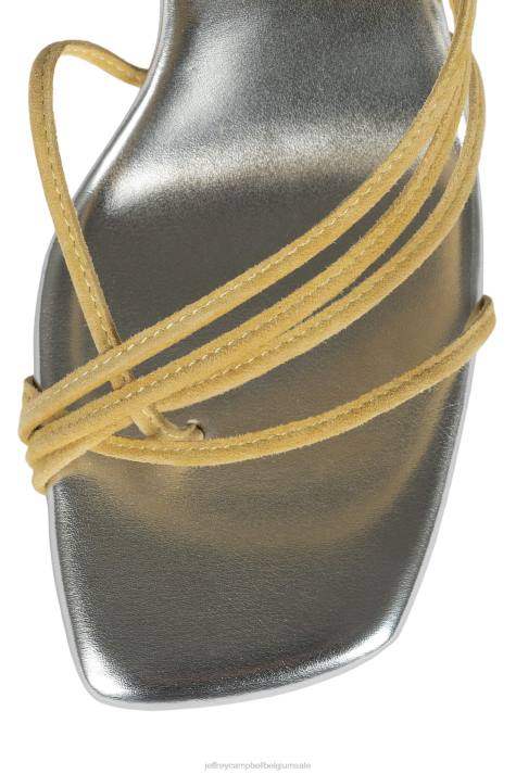vrouwen Jeffrey Campbell bijouxx-2 geel suède zilver V2LZ1616 sandaal met hak