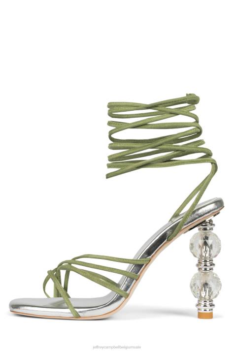 vrouwen Jeffrey Campbell bijouxx-2 groen suède zilver V2LZ1615 sandaal met hak