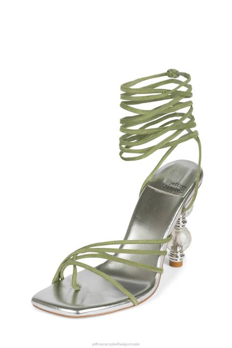 vrouwen Jeffrey Campbell bijouxx-2 groen suède zilver V2LZ1615 sandaal met hak