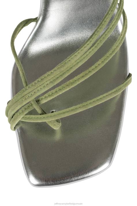 vrouwen Jeffrey Campbell bijouxx-2 groen suède zilver V2LZ1615 sandaal met hak