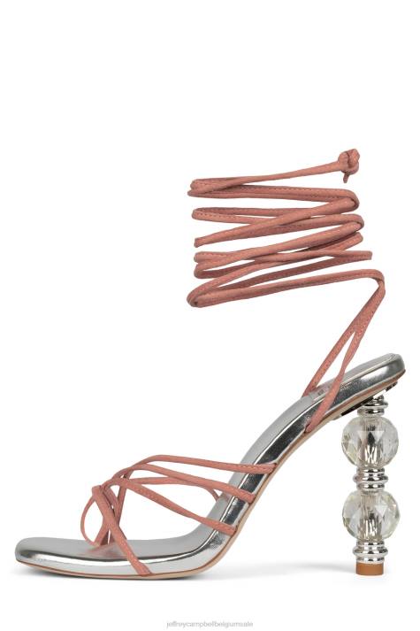 vrouwen Jeffrey Campbell bijouxx-2 roze suède zilver V2LZ1614 sandaal met hak