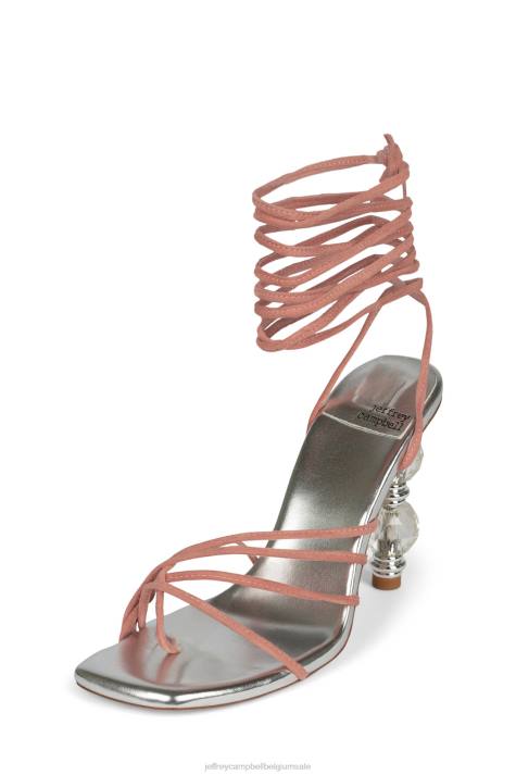 vrouwen Jeffrey Campbell bijouxx-2 roze suède zilver V2LZ1614 sandaal met hak