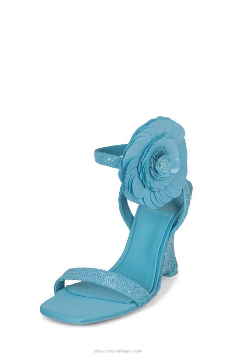 vrouwen Jeffrey Campbell bloemenlijn aqua pailletten V2LZ1550 sandaal met hak