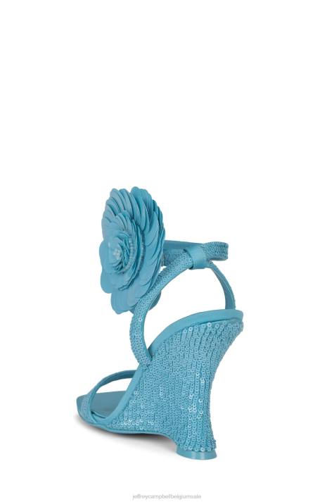 vrouwen Jeffrey Campbell bloemenlijn aqua pailletten V2LZ1550 sandaal met hak