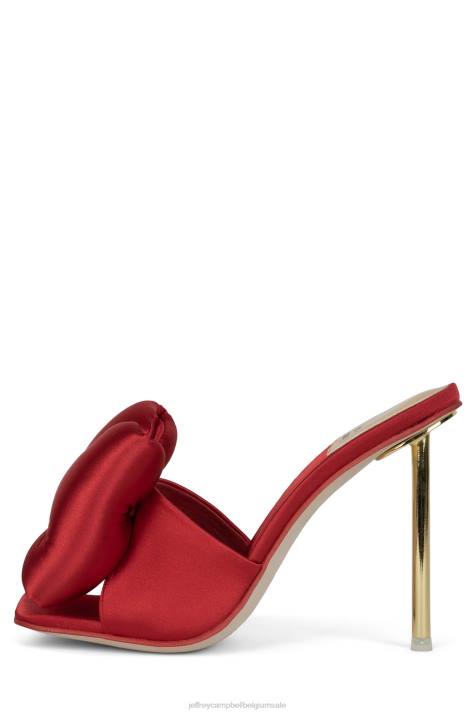 vrouwen Jeffrey Campbell buig neer rood satijn goud V2LZ1536 sandaal met hak