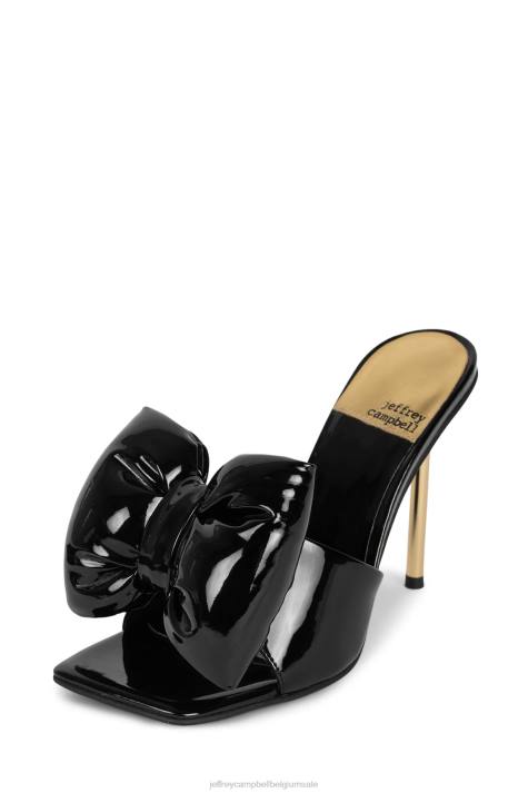 vrouwen Jeffrey Campbell buig neer zwart patent goud V2LZ1533 sandaal met hak