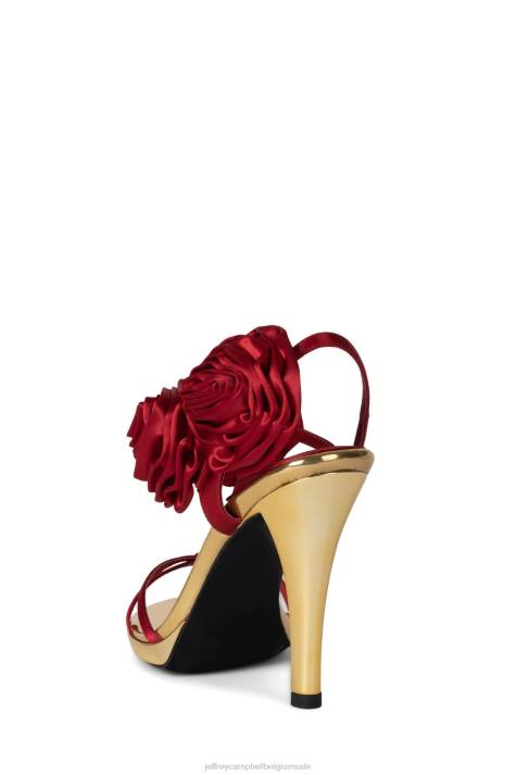 vrouwen Jeffrey Campbell camelia rood goud V2LZ1432 sandaal met hak