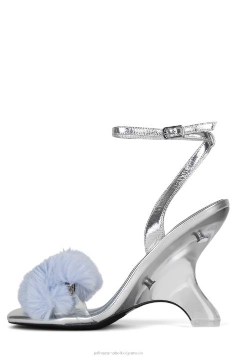 vrouwen Jeffrey Campbell charmeur zilver blauw V2LZ1516 sandaal met hak