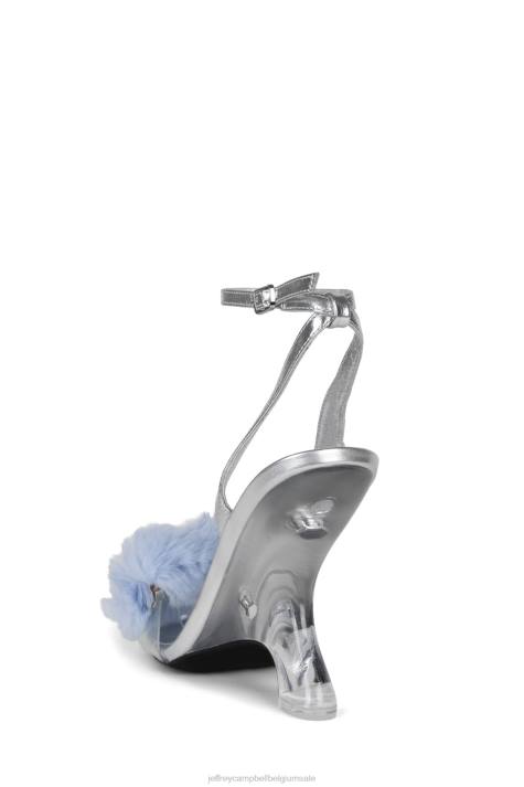 vrouwen Jeffrey Campbell charmeur zilver blauw V2LZ1516 sandaal met hak