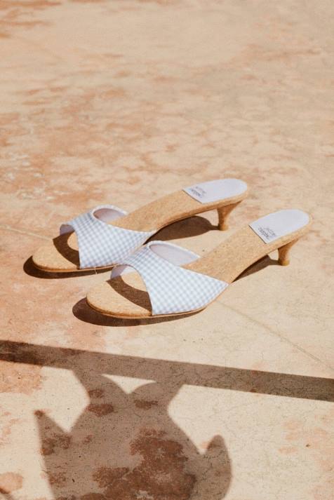 vrouwen Jeffrey Campbell chartreux blauwe geruite kurk V2LZ1413 sandaal met hak