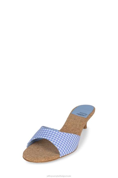 vrouwen Jeffrey Campbell chartreux blauwe geruite kurk V2LZ1413 sandaal met hak
