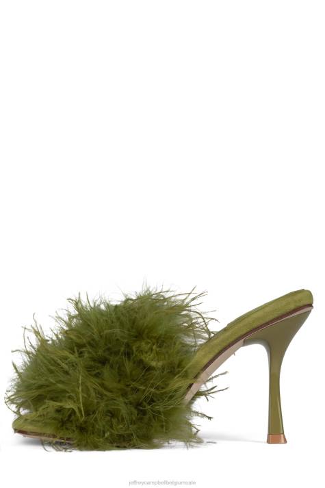 vrouwen Jeffrey Campbell chauffeur olijf V2LZ1539 sandaal met hak