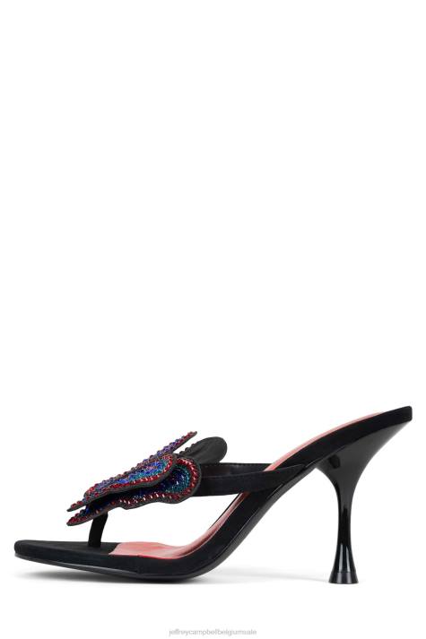 vrouwen Jeffrey Campbell dromen zwart suede blauw rood V2LZ1602 sandaal met hak
